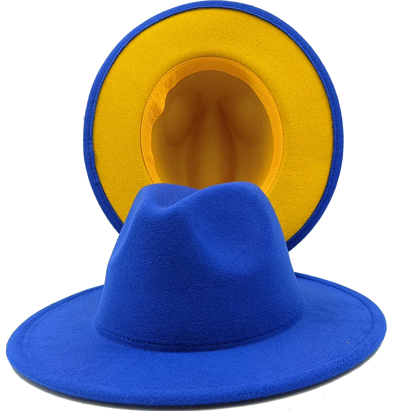 blue red bottom wide brim hat Panama felt hat for male jazz hat church top cap british women fedoras hats for men шляпа женская