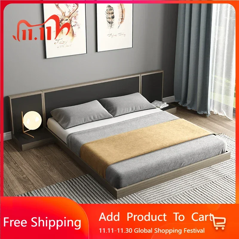 

Luxury Princess Bed Modern Sleeping Designer Comfortable Minimalist Aesthetics Bed Sun Wedding Wood Cama Casal Home Furniture