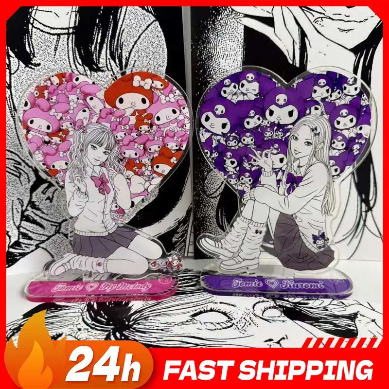 Figura de acrílico de 13 cm de Sanrio: Tomie Acg, Kuromi, Tomie Kawakami, My Melody Pink Twintails, con base de pie. Juguete y regalo.