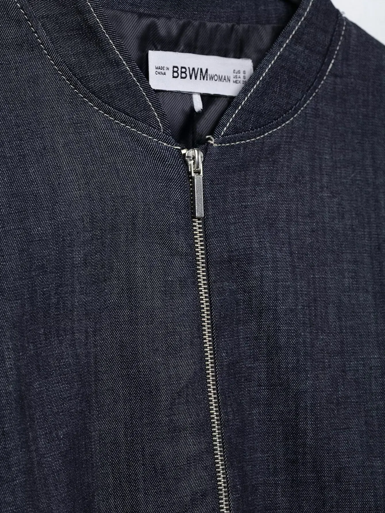 HH Neue Street Fashion Denim Bomber Jacke Für Frauen Einfarbig Stehkragen Zipper Mit Tasche Ballon Stil Kausalen Mäntel – Detail 10