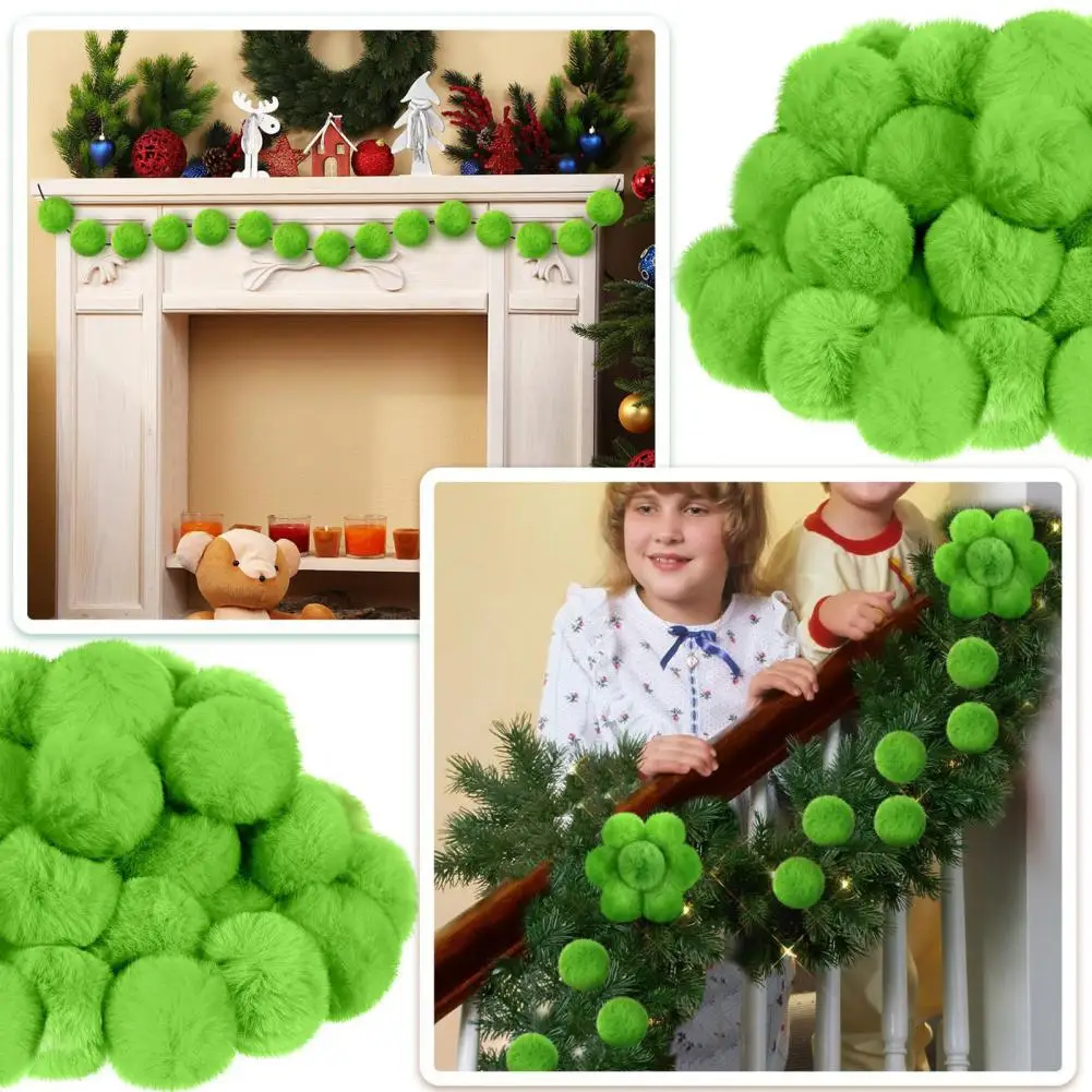 Eye-catching Tree Decorations Green Furry Christmas Ball Ornaments Stretchy Pom Pom Toys for Home Party Decor Mini Elf for Xmas