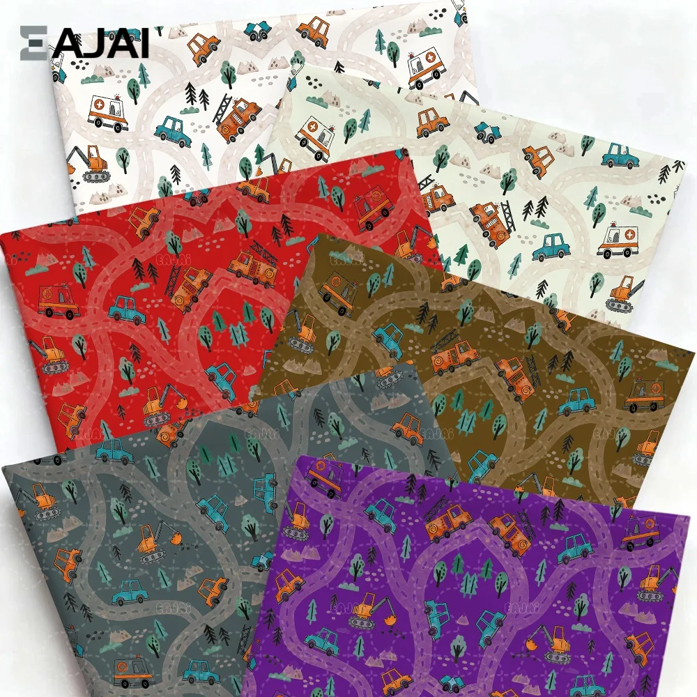 

Eajai Kids Vehicle Fabric Cotton Material For Diy Clothing Child Car Pattern Sewing Cloth Patchwork Craft Textile