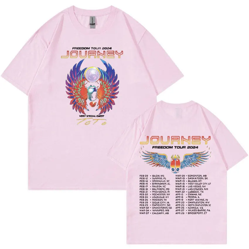 Journey Freedom 2024 Tour Concert Print T Shirts Man Women Hip Hop Retro Fashion T-Shirt Casual Oversized Cotton Tees Streetwear