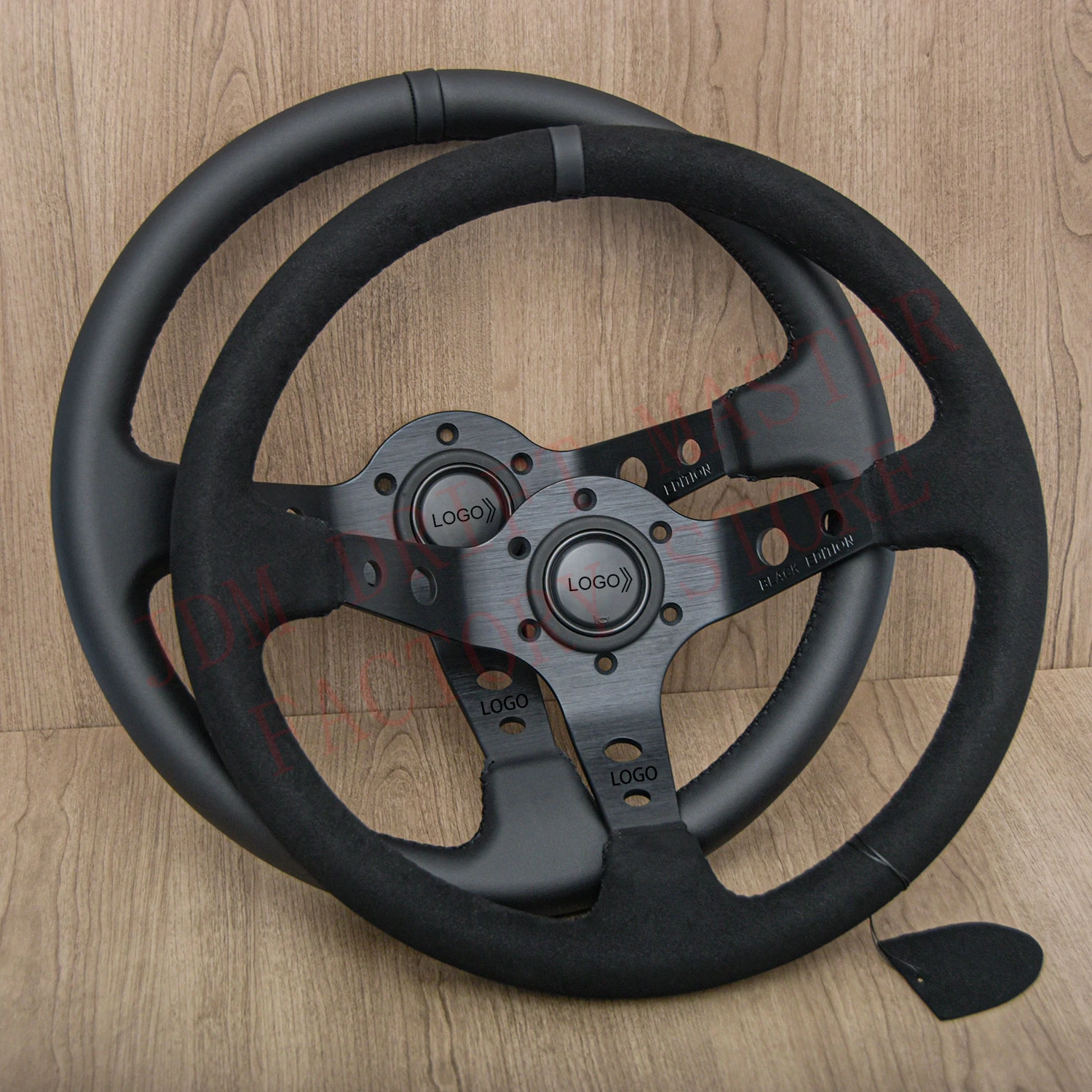 MOMO JDM Black Edition Suede Leather Steering Wheel 14'' Universal Deep Dish Sim Racing Sport Steering Wheels Volantes