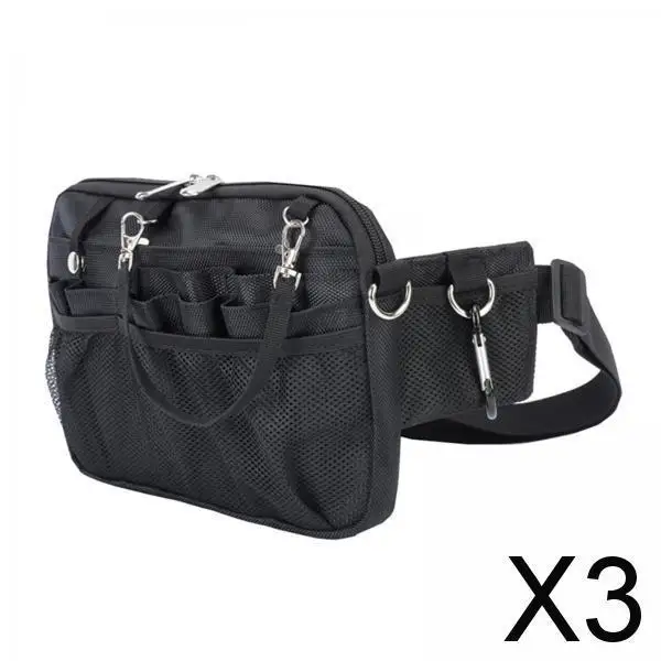 

3x Utility Nurse Fanny Pack Nursing Organizer Belt Nurse Apron Hip Bag Pouch Black