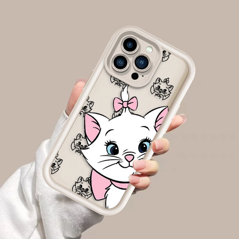 Art Disney Marie Cat For Apple iPhone 15 14 13 12 11 Mini XS XR X 8 7 Pro Max Plus Soft Eye Ladder Phone Case