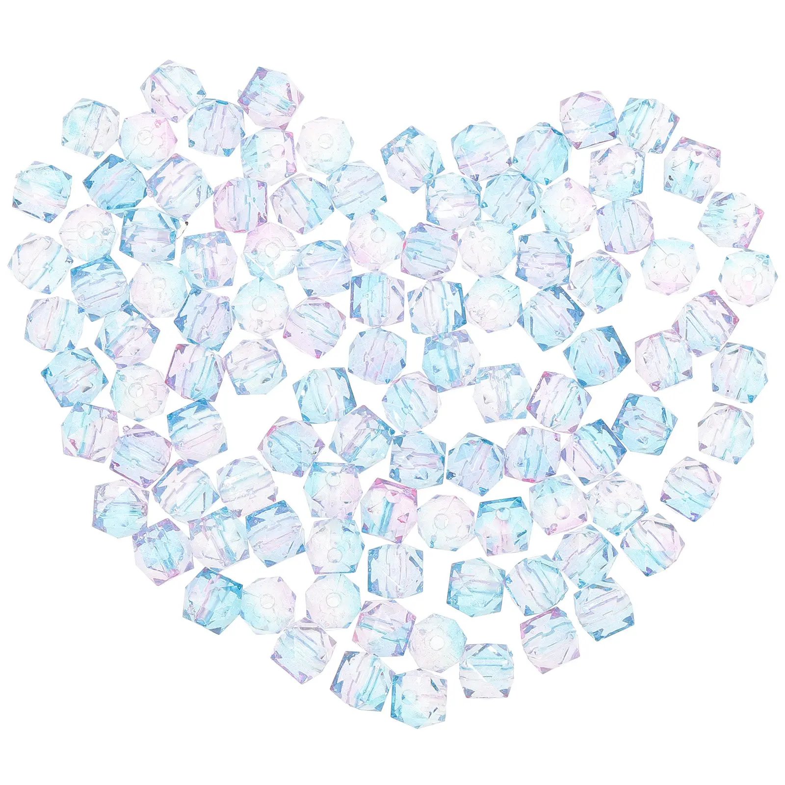 200Pcs Two-Tone Painted Acrylic DIY Beads Geometric Shape Hole Design for Jewelry Making Necklace Bracelet Hair Accessories
