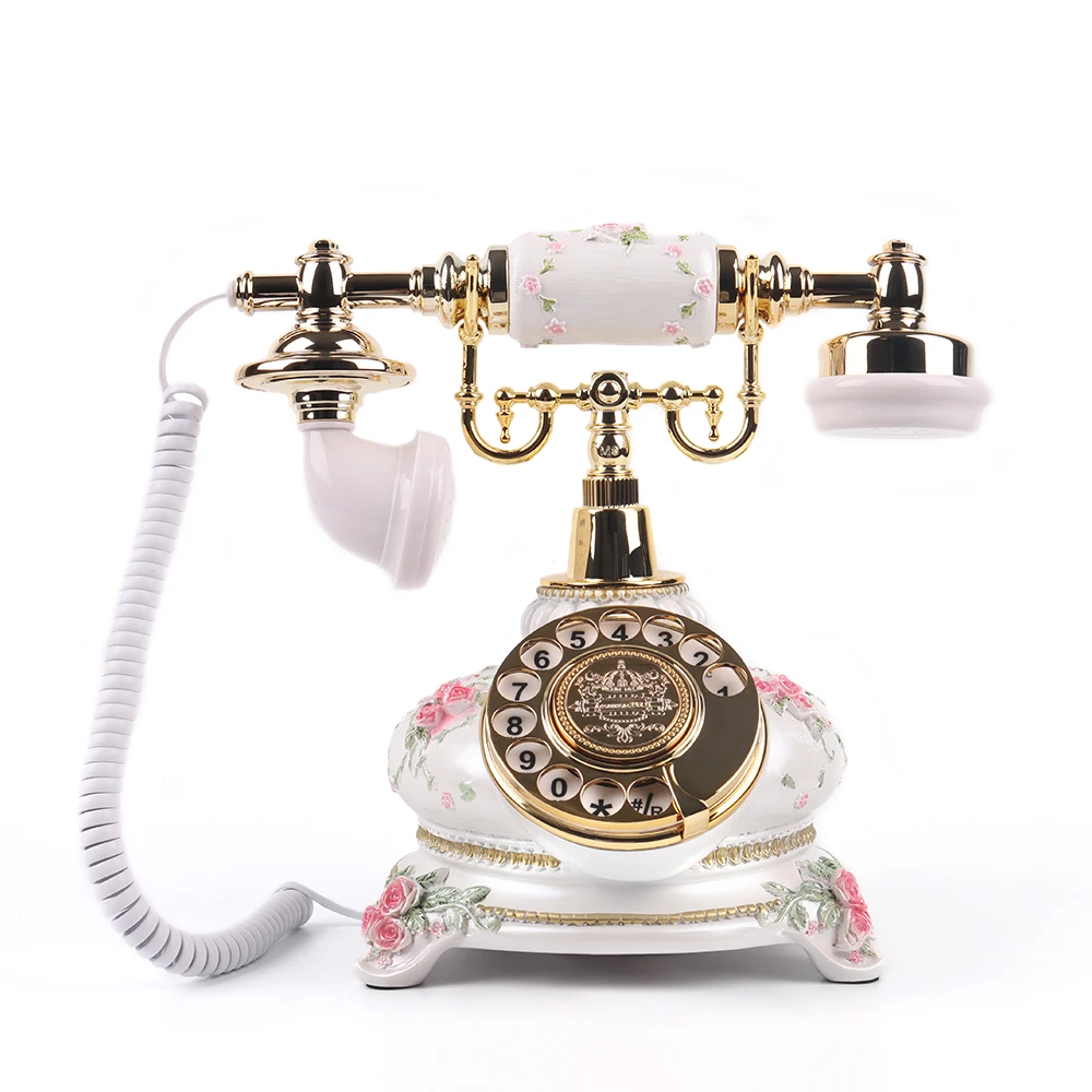 Classic Vintage white rotary antique telephone audio guestbook phone message recording phone wedding phone