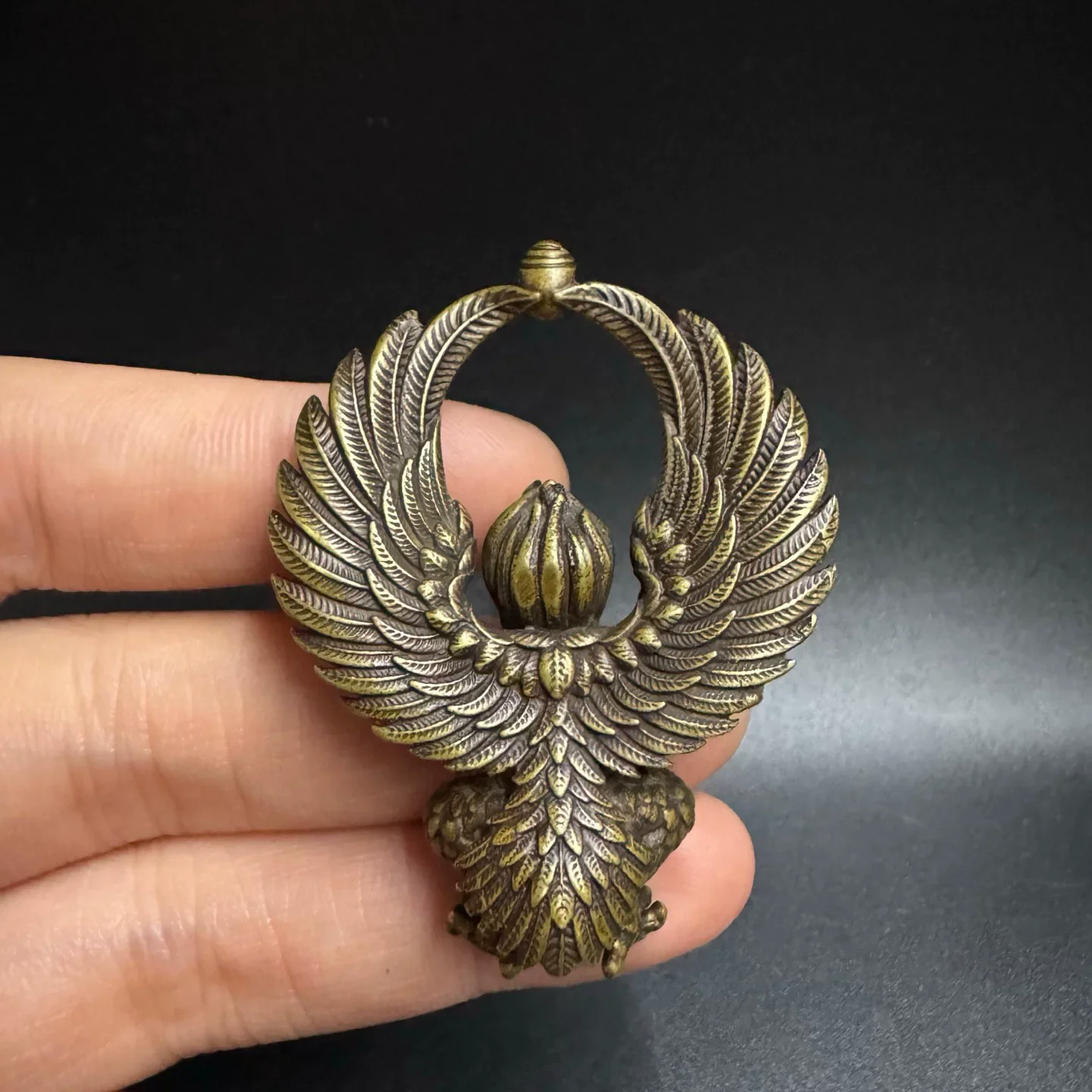 2 Styles China Retro Brass Relief Dapeng Bird Statue Waist Hanging Amulet