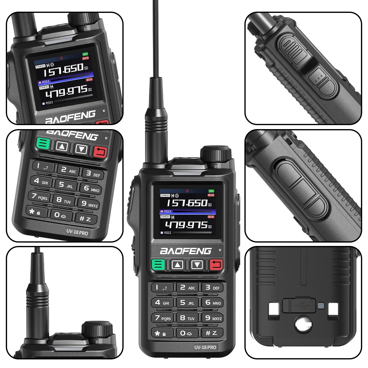 Baofeng UV-18L Walkie Talkie 5W 4 bandas copia inalámbrica frecuencia tipo C VHF UHF para UV-5R Ham Radio bidireccional