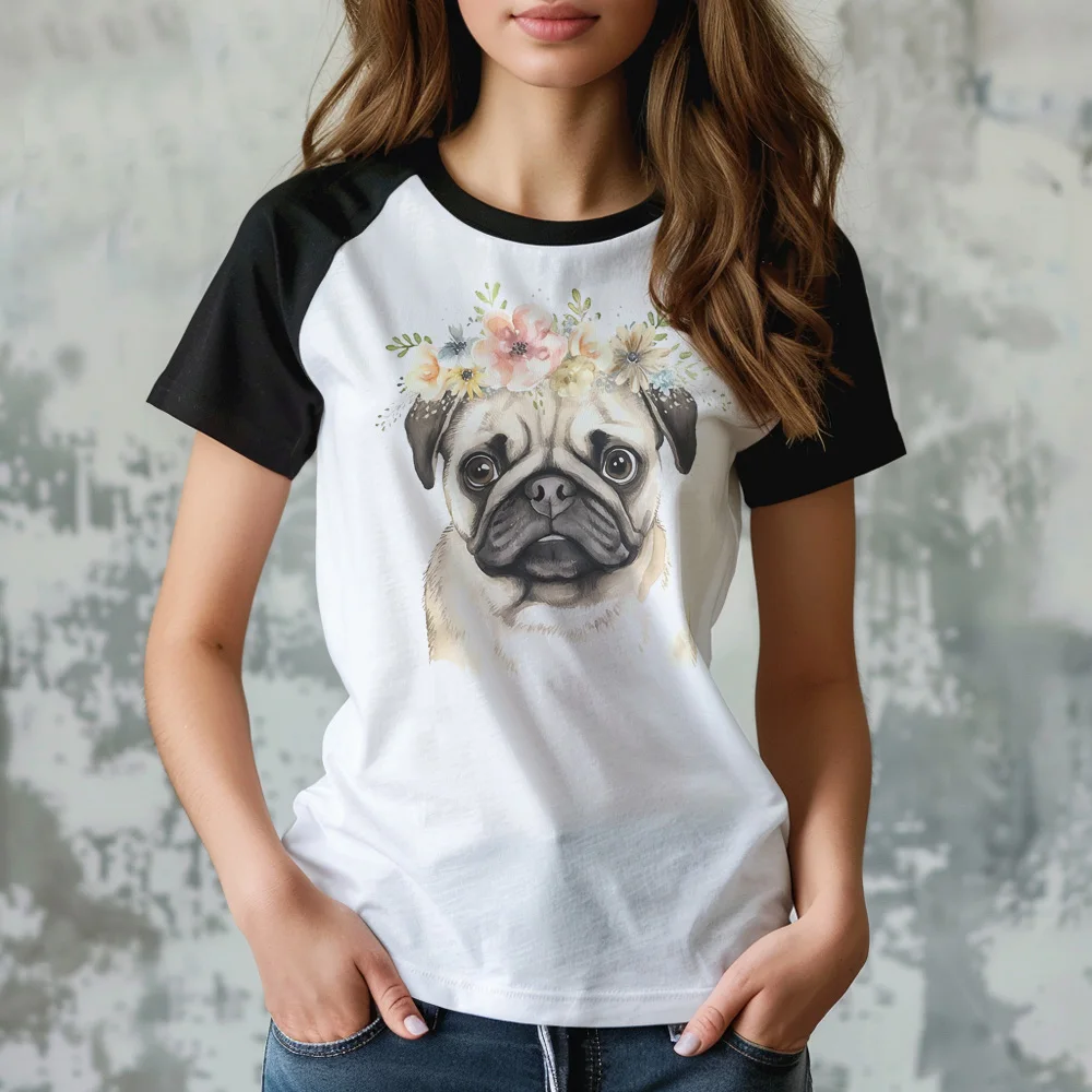 Camiseta de cómic Pug para mujer, ropa y2k para niña, top de verano