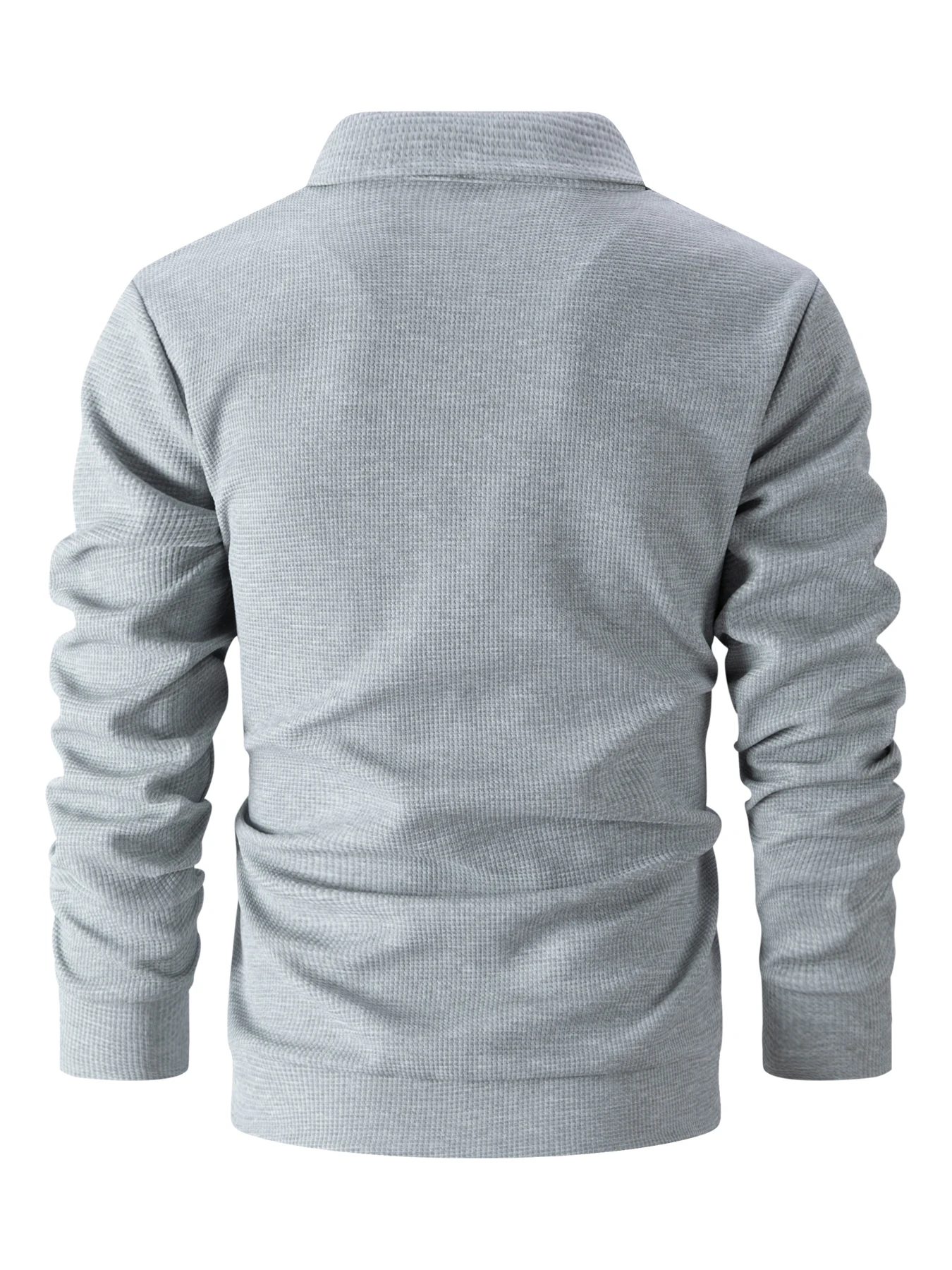 Herren-Waffelstrickjacke mit Knöpfen und Reißverschluss – Langer, lässiger Mantel mit Reißverschluss und Reißverschlusstaschen – unverzichtbar für Einkäufe und Verabredungen – Detail 4