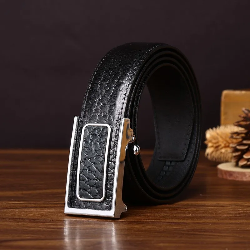 Light luxury leather automatic belt for men top layer formal trousers
