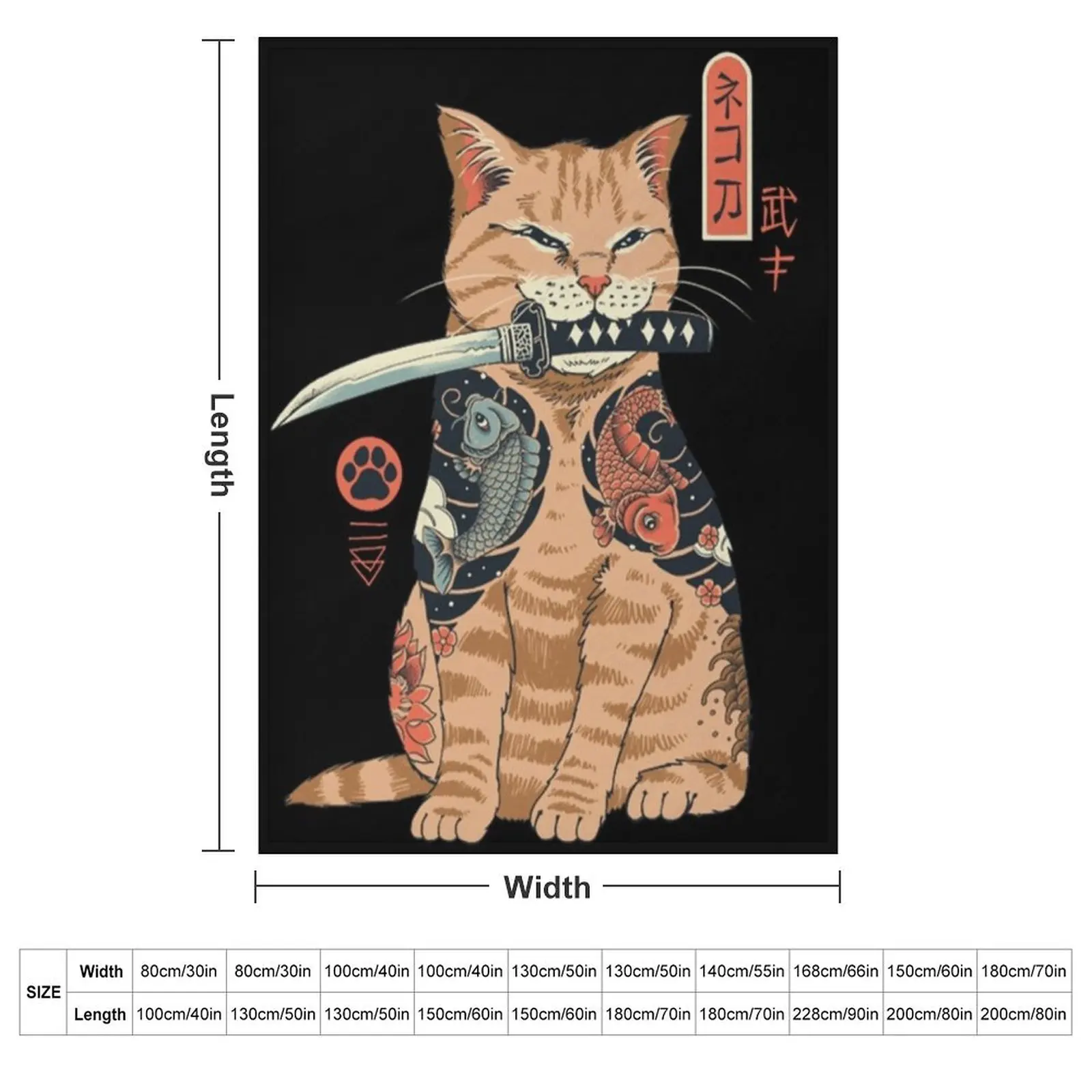 Katana cat vintage Throw Blanket Decoratives Bed linens Thins Blankets Sofas Of Decoration Blankets