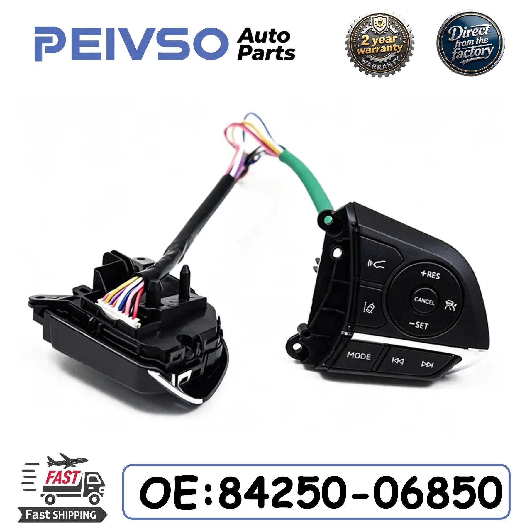 PEIVSO 84250-06850 New Pair Steering Wheel Control Switch 8425006850 For Toyota Corolla Levin 2019-2023