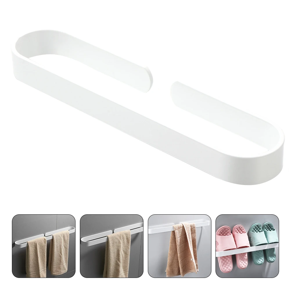 

Aluminium Alloy Bar Bathroom Organizer Space Saving Metal Towel Rack No Punch Installation Towel Hanger Storage Shelf