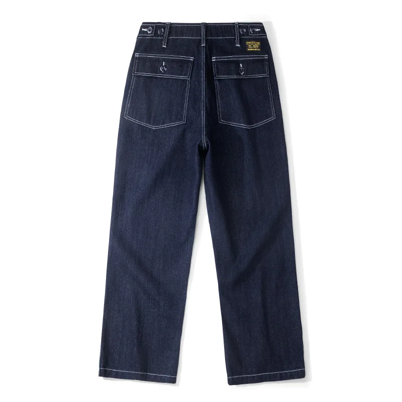 370gsm 12oz American Vintage 100% Cotton Washed Baker Pants 107 Raw Denim Jeans Wabash Stripe Loose Straight Workwear Trousers