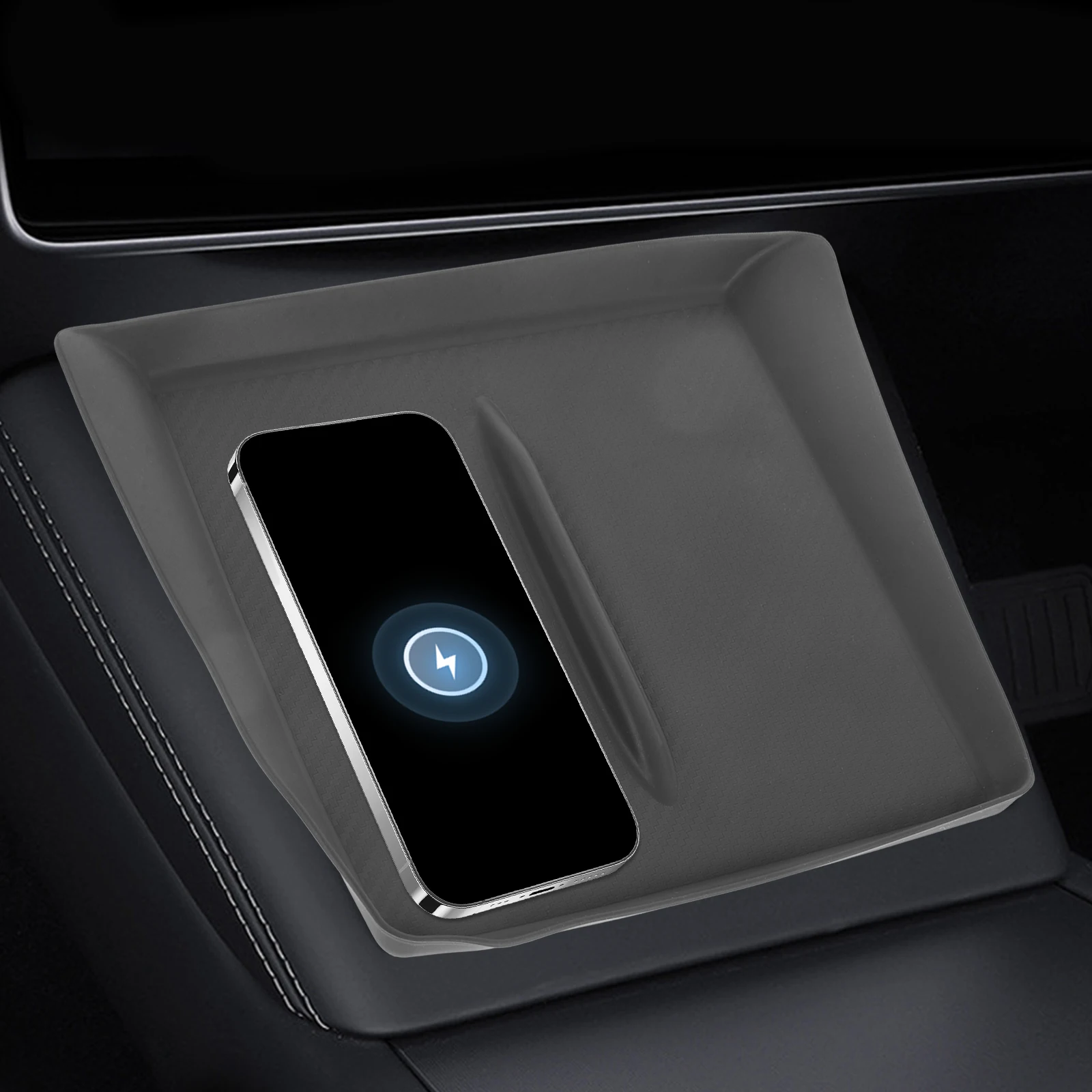 

Wireless Charging Anti-Slip Silicone Dashboard Cordless Pad For Car Interior Compatible With Tesla Y/3 Dashboard