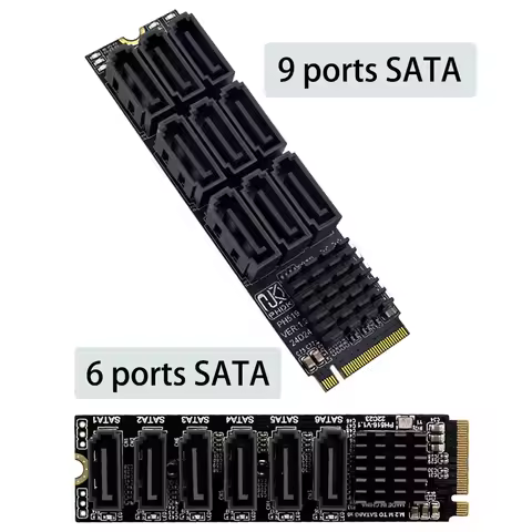M.2 NVME M-Key PCIE 3.0 to SATA 6Gbps 6Ports/9Ports Expansion Card NAS Synology Hard Drive Extended PCI-E Adapter Riser Card