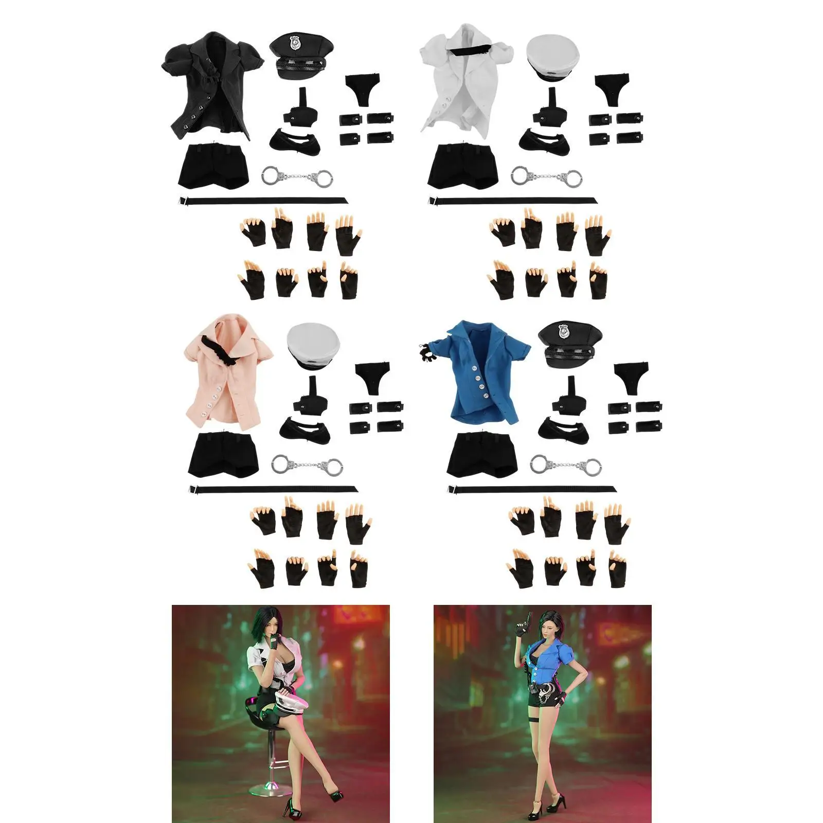 

1/6 Scale Female Police Uniform Outfit for 12 inch Action Figures Accs