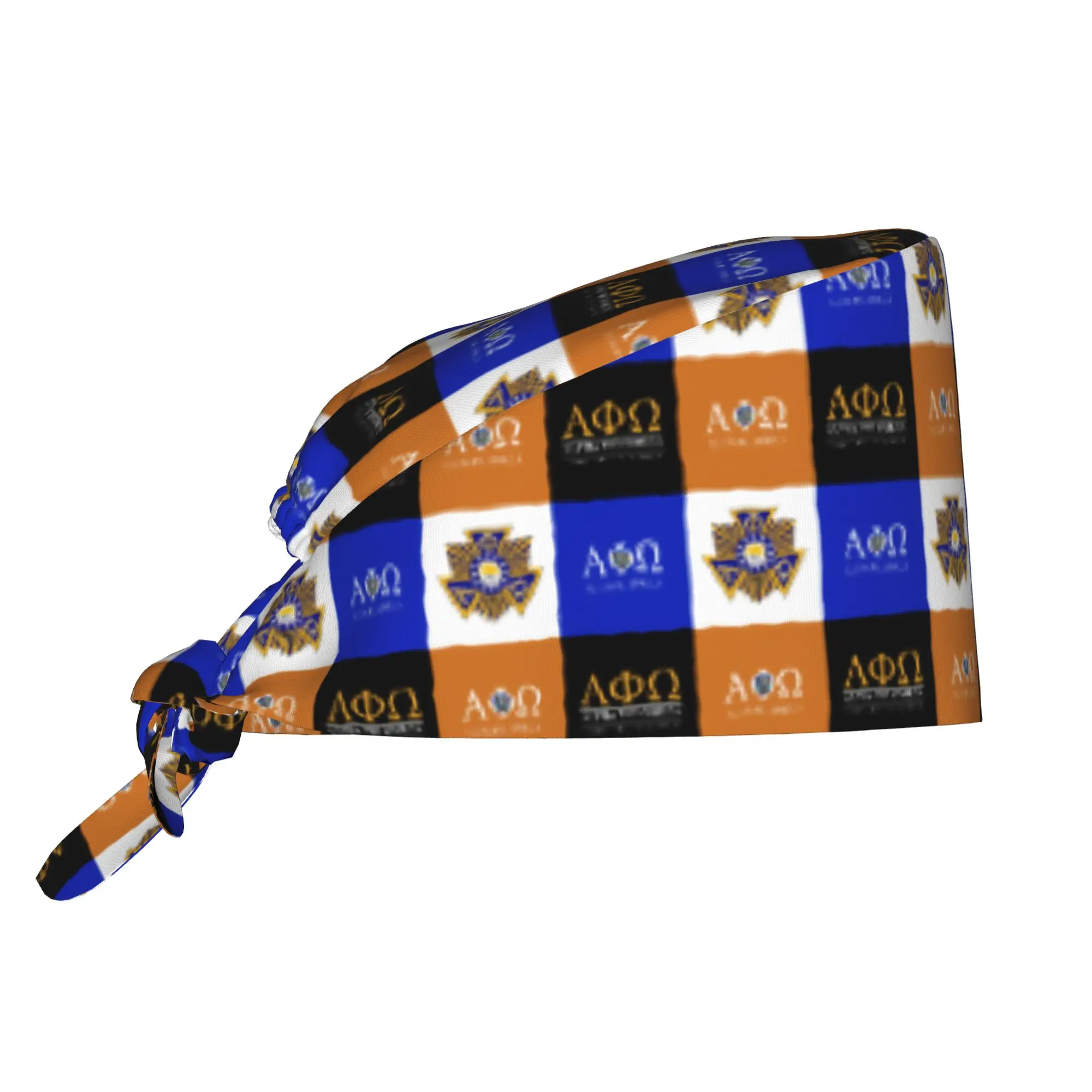 APO Coeducational Fraternity Cleaning Working Cap Comfortable Alpha Phi Omegas Checkered Plaid  Scrub Cap Surgicals Hat Nurse