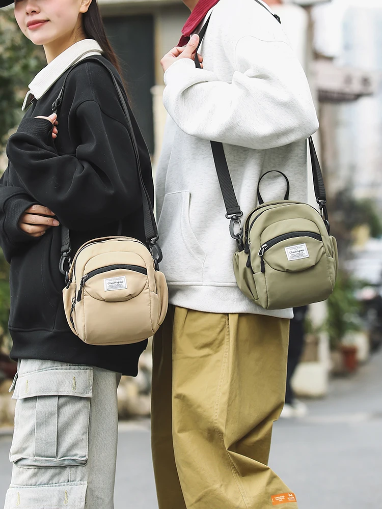 トレンディな多層カジュアルクロスボディバッグ、軽量ハンドバッグ、ストリートスタイル、ファッショナブルな小型ポーチ、男女兼用