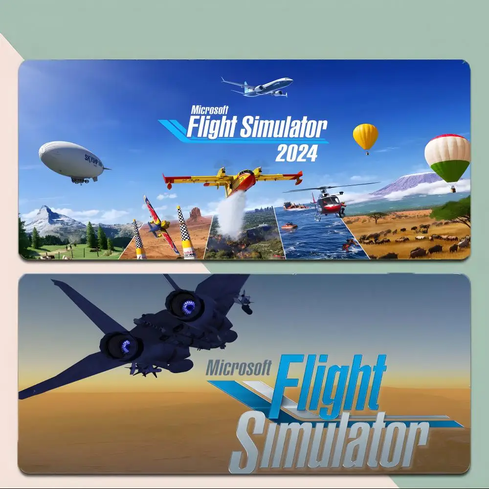 flight pc M-Microsoft Flight Simulator Mouse Pad Thick Stitched Edge Gaming Mousepad Large Non-Slip Desk Mat