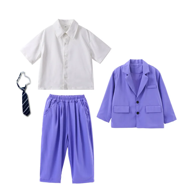 Boys Girls Hip Hop Dance Costume Kids Blazer Pants Set Streetwear Outfit for Stage Performance Competition Jazz Dance Photoshoot