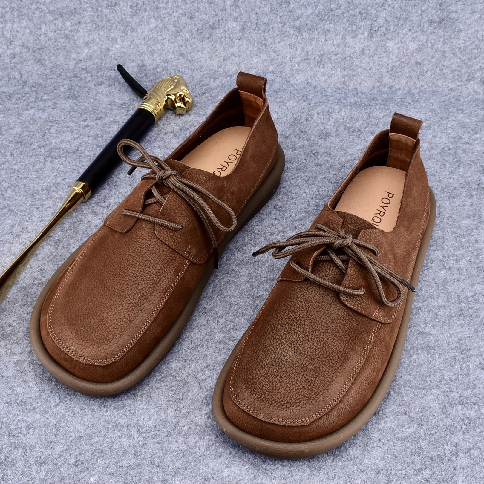 

Мужские повседневные туфли ручной работы из кожи: дышащие, мягкие, в стиле ретро, летние, новинка, модные, универсальные лоферы