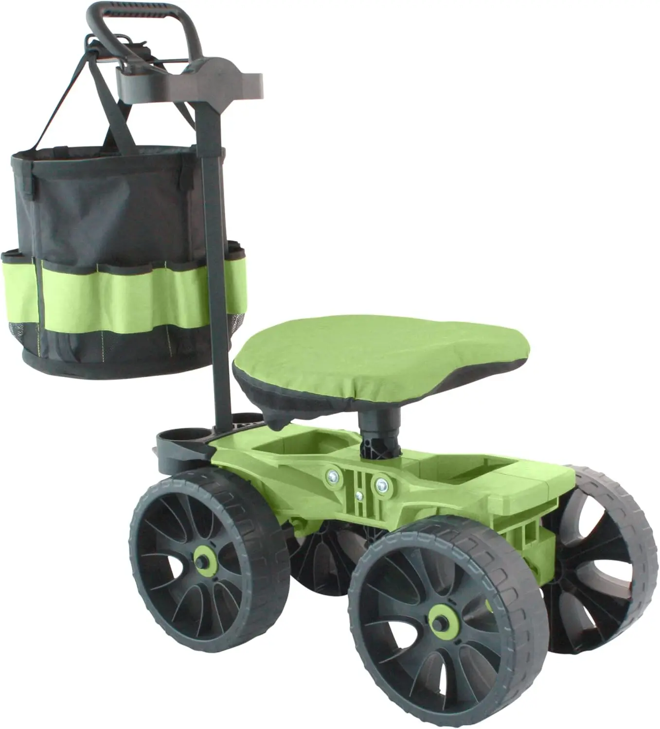 Wheelie with Tool Toter Handle, Bucket and Comfort Cushion | Premium Cart with Rolling Tool Holder | Made in USA by Vertex