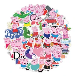 51 stks Peppa Pig Sticker kinderen Cartoon Doodle Sticker Pen Box Waterfles Koelkast Tas Wanddecoratie Kleine Geschenken Speelgoed