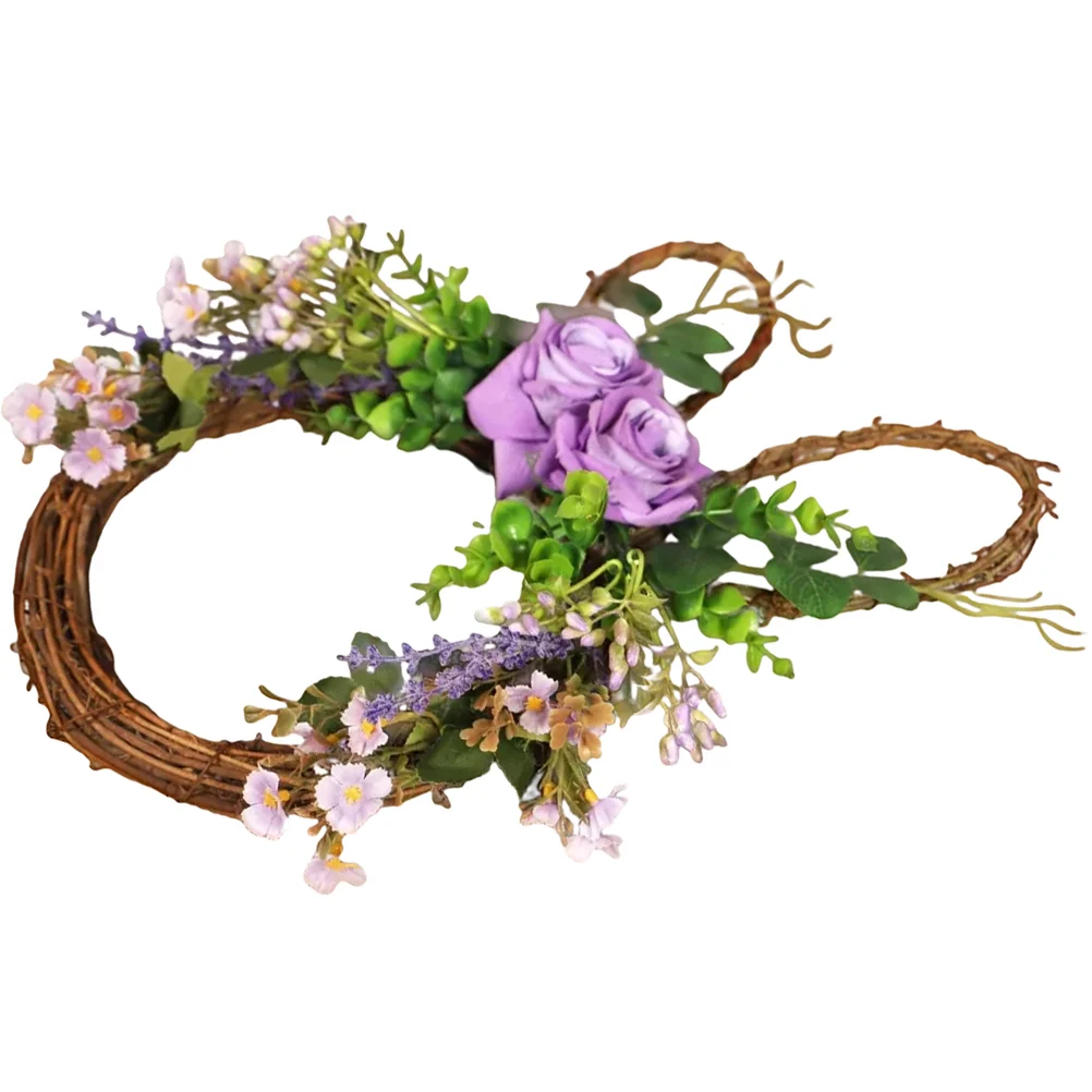 

Rabbit Plant Garland Easter Bunny Front Door Wreath for Decorate Party Egg