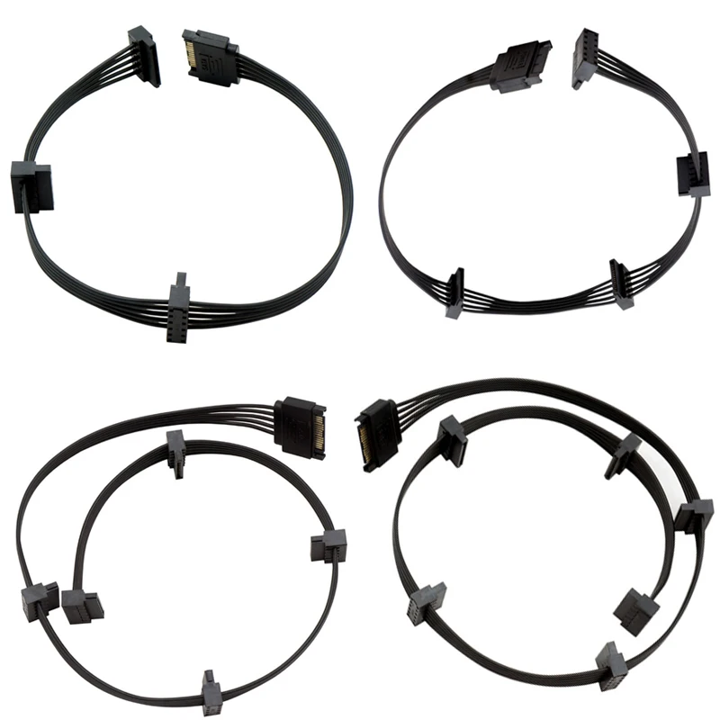 

15Pin SATA/4PIN Power Supply Splitter Cable Hard Drive 1 Male To 3/4/5/6 Female Extension Power Cord for DIY PC Sever