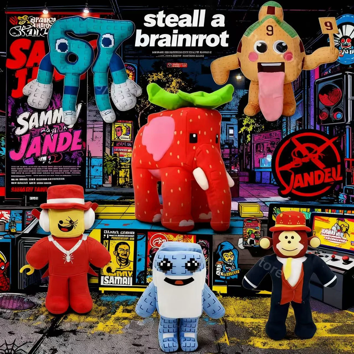 لطيف سرقة الدماغ Esok School أفخم سامي جانديل الفراولة الفيل بلوشي رقم. 9 منزل دمية محشوة ناعمة هدية المشجعين