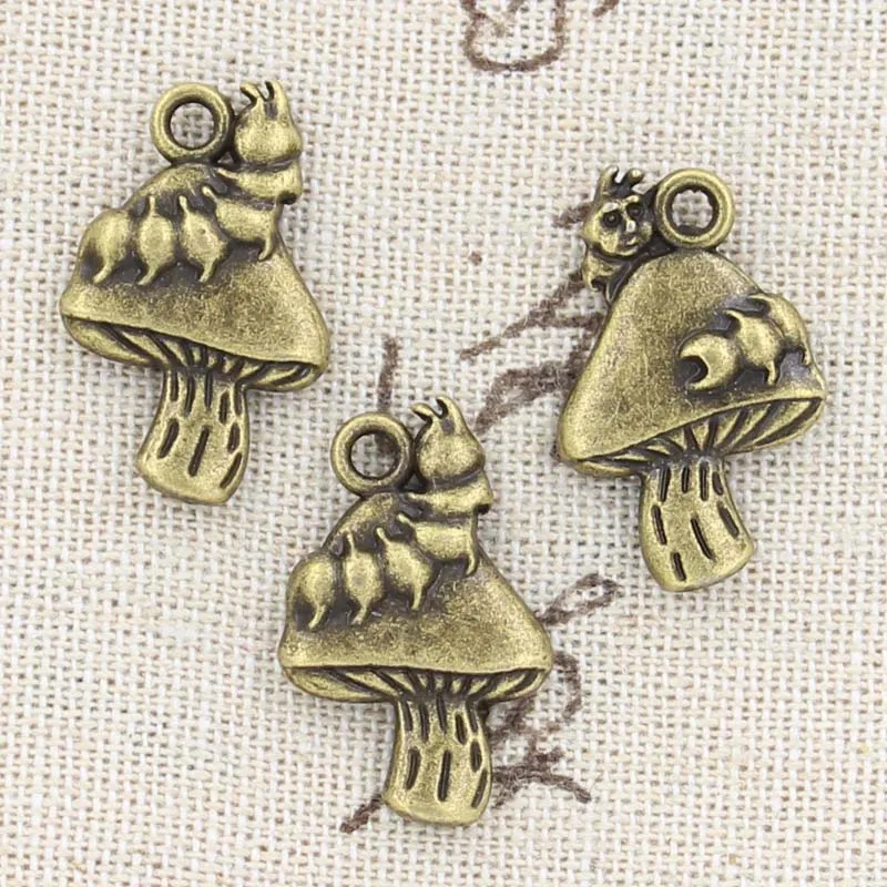 6 sztuk Charms grzyb 25x16mm Antique Making wisiorek fit, w stylu Vintage tybetański brąz srebrny kolor, ręcznie robiona biżuteria DIY