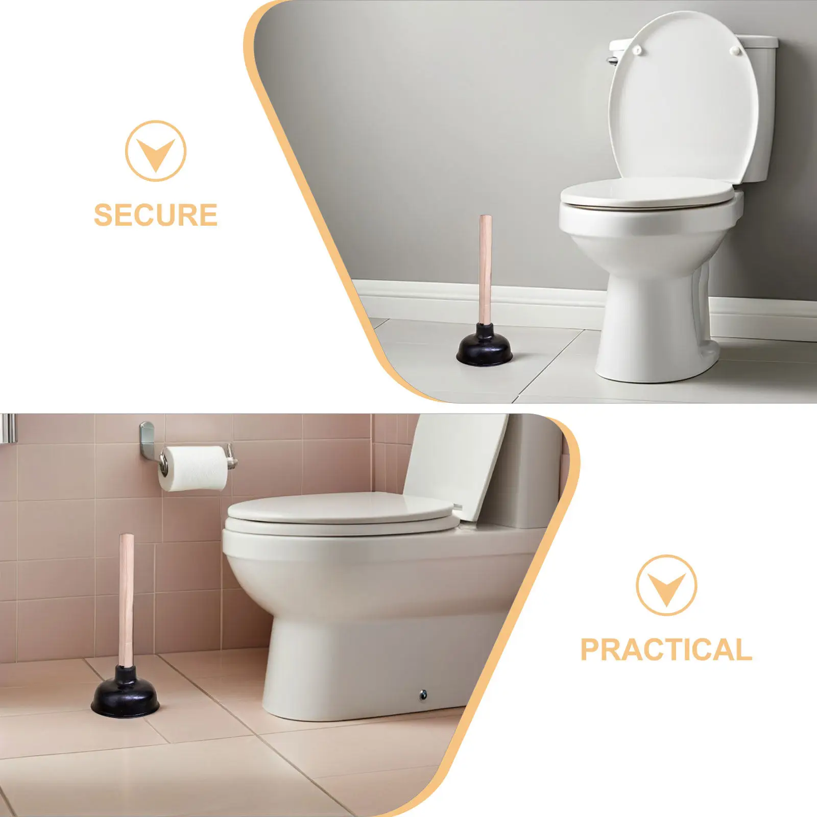 2Pcs Small Sink Plunger Bathroom Kitchen Drain Plunger Rubber with Solid Wood Handle Portable Toilet Unclogger Suction Power