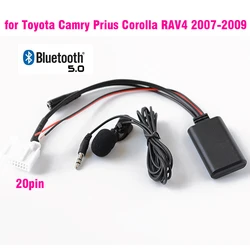 Car bluetooth Wireless Microphone Adapter Stereo AUX IN Music For Toyota Camry Corolla Yaris RAV4 Prius 2007-2009
