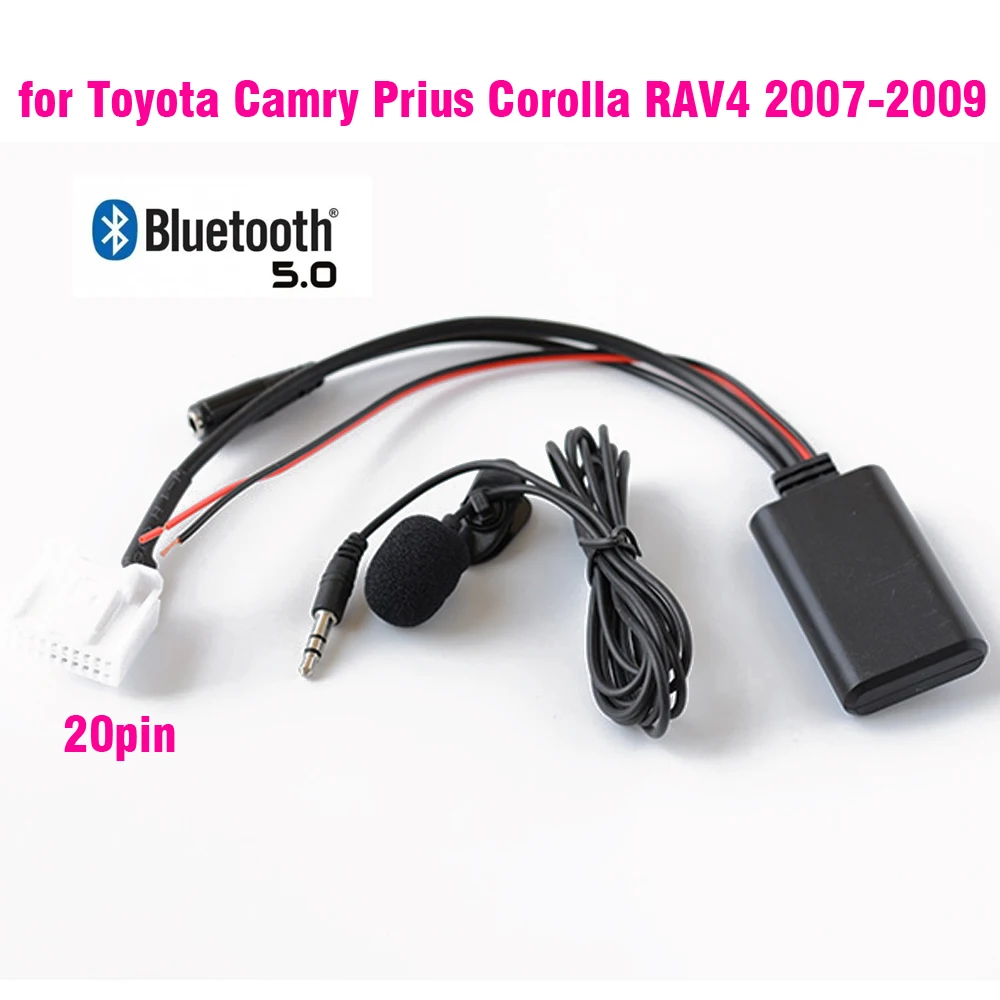Samochodowy bezprzewodowy adapter mikrofonu Bluetooth Stereo AUX IN muzyka dla Toyota Camry Corolla Yaris RAV4 Prius 2007-2009