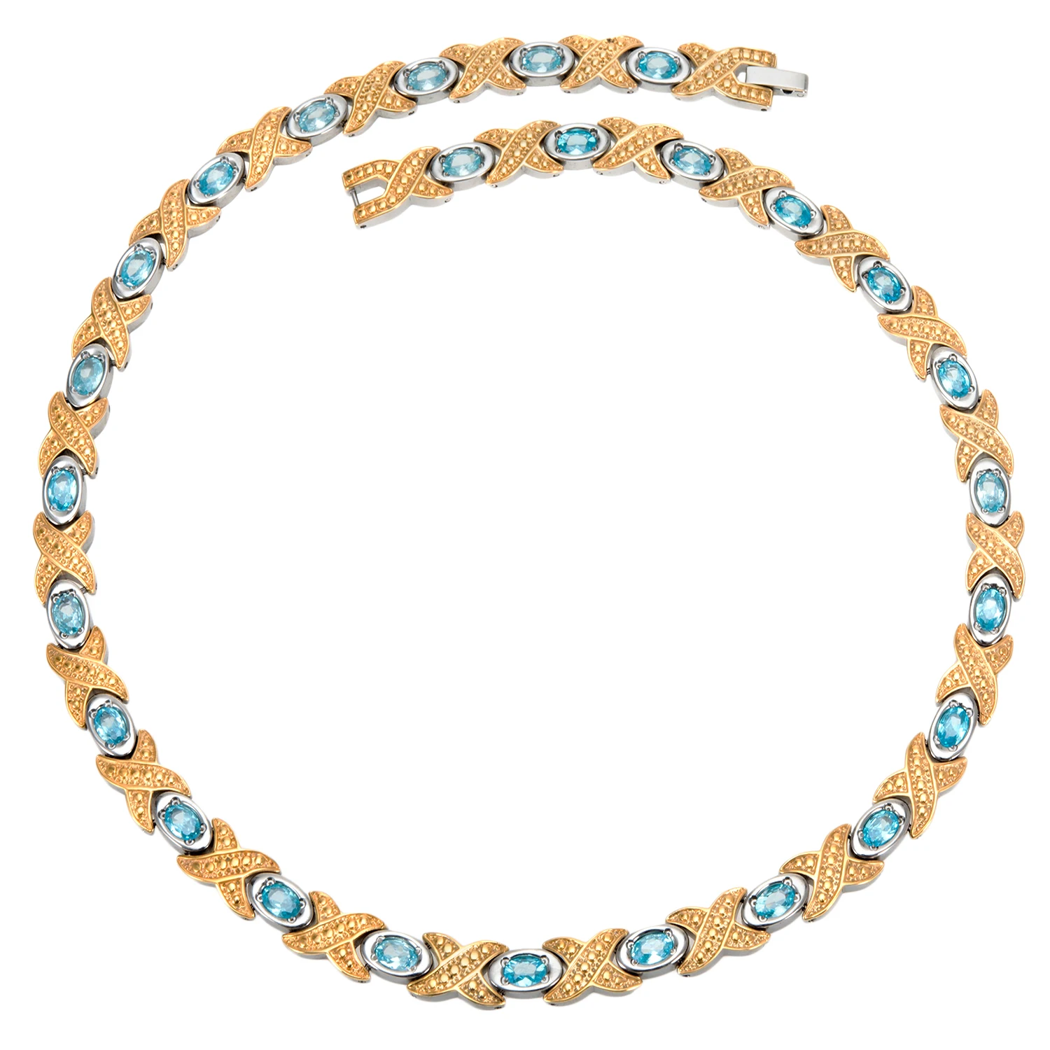 Wollet Premium Titanium Steel Crystal Necklace for Women Men Magnetic Titanium Collar Jewelry Gifts
