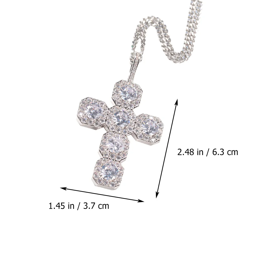 

Cross Pendant Necklace Rhinestones Copper Clavicle Chain Unisex Jewelry Gift Wedding Party Graduation Birthday Daily Use Durable