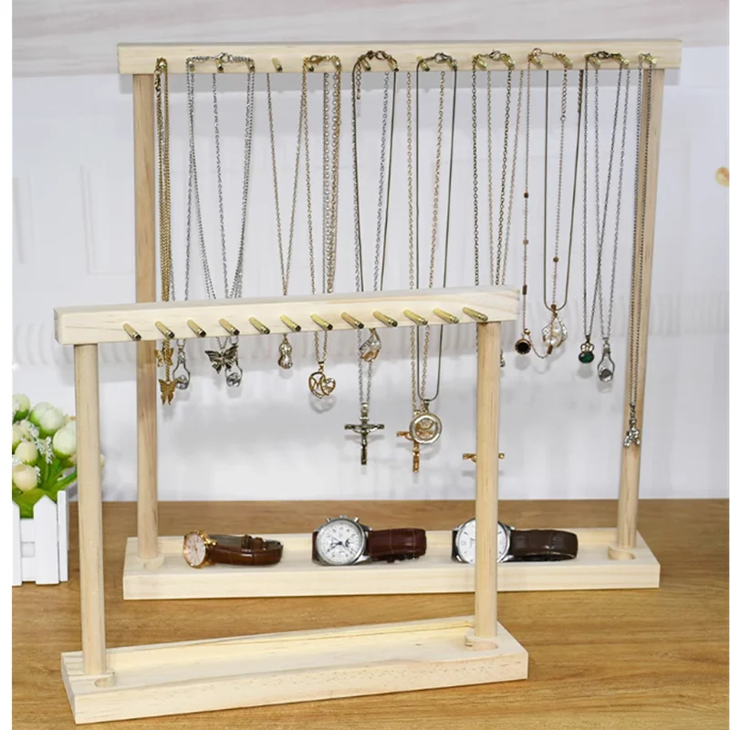 Jewelry Stand Modern Wood 24/36 Pendant Necklace Storage Rack Watches Earrings Rings Necklaces Desktop Display Stand Organizers