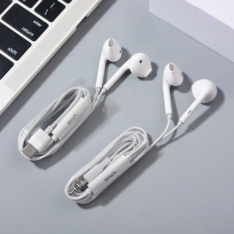 S16 Vivo 3.5mm/Type C Earphones In-Ear Wired HiFi Sports Headset Earbuds With Mic For Vivo X100 X90 X80 Pro S18 Pro S18e X21 X23