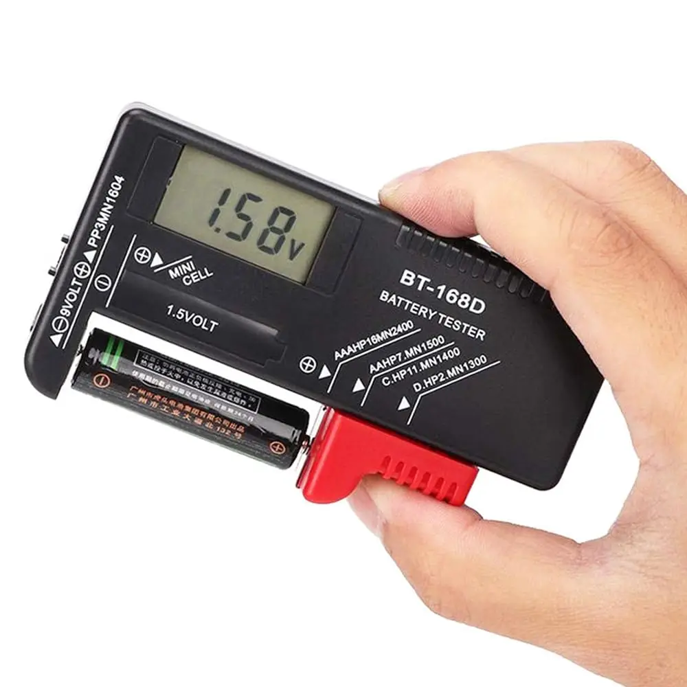 Digital Battery Volt Tester,Universal Digital LCD AA/AAA/C/D/9V/1.5V Button Cell Battery Volt Tester BT-168D Electric Test