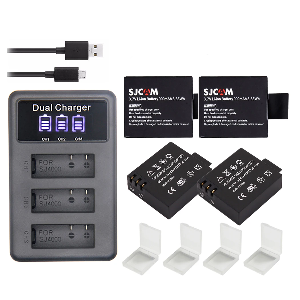 

Original S009 SJ4000 Air Battery +3Ports Display charger for SJCAM sj4000 battery SJ8000 sj9000 M10 eken H9 SJ5000 Wifi