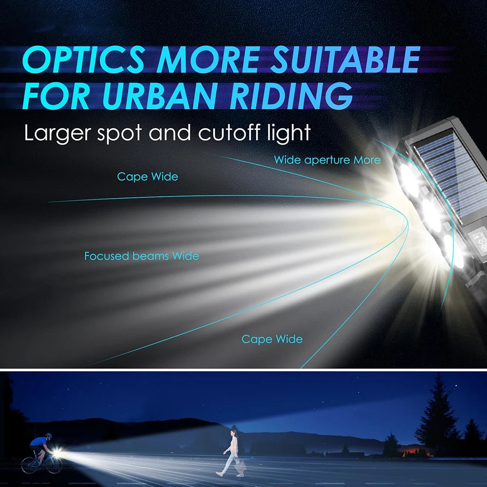 Solar Bicycle 120dB Horn Light Cycling Front Lamp, Rechargeable High Brightness Waterproof Bike Headlight, Easy to Night Riding view 4