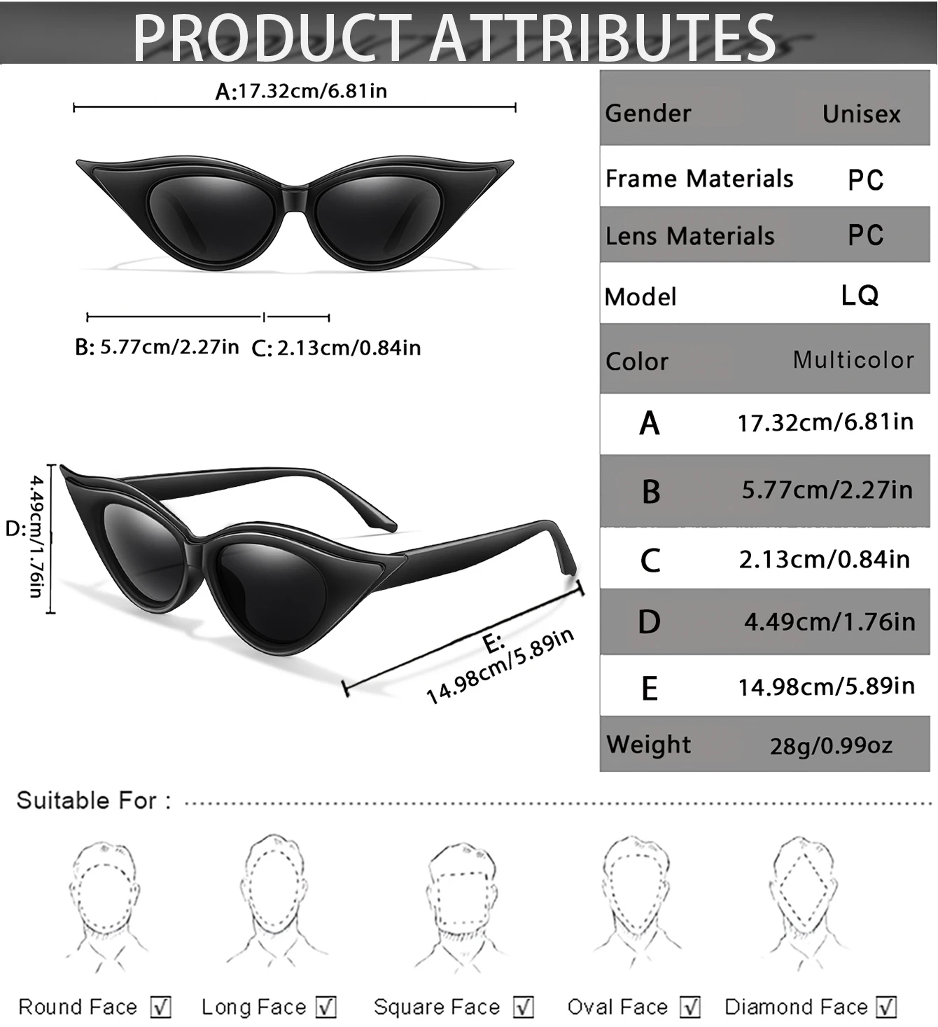2 Paar modische Sonnenbrillen für Herren und Damen, modische Katzenaugen-Brillen für den täglichen Gebrauch, Einkaufen, Selfie, Party, Reisen – Detail 2