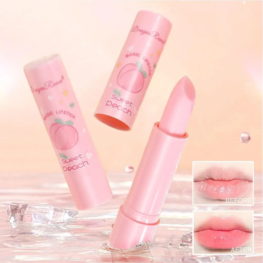 Peach Fruity Scent Color-Changing Lipstick, Moisturizing and Hydrating, Long-Lasting Lip Balm with Smooth and Soft Texture