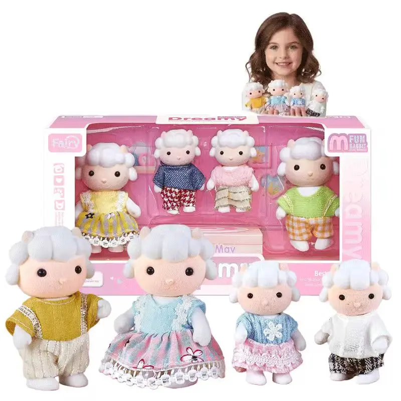 1:12 scale dollhouse forest family doll sheep mini doll furniture set for pretend play, simulation dollhouse toys, holiday gifts