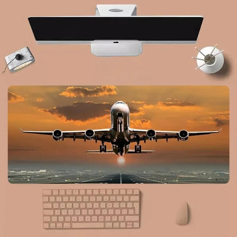 Airplane Pilot Mousepad Large Gaming Compute Gamer PC Keyboard Mouse Mat Suitable for various environments non-slip Mousepads