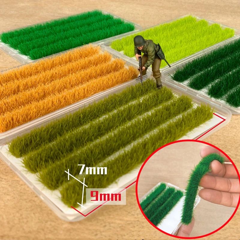 Height 9mm Static Grass Strip Miniature Cluster Tuft Model Making Kits Toys Military Scene Outdoor Materials for Diorama 1box